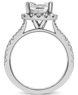 Certified Lab Grown Diamond Cushion Halo Engagement Ring (3 ct. t.w.) in 14k Gold
