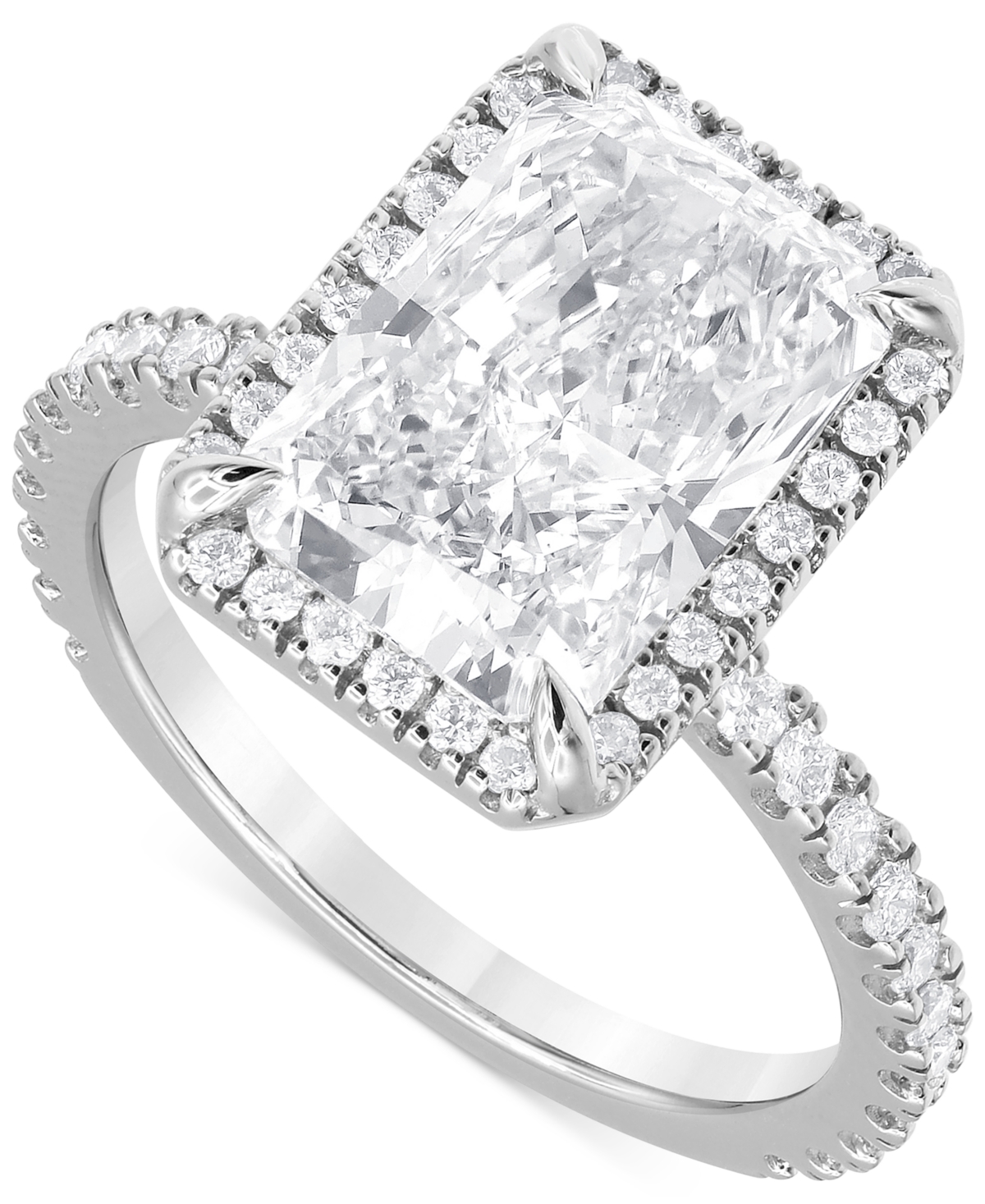 Badgley Mischka Certified Lab Grown Diamond Radiant-cut Halo Engagement Ring (4-1/2 Ct. T.w.) In 14k Gold In White Gold