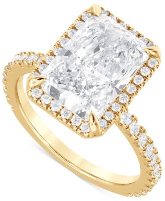 Badgley Mischka Certified Lab Grown Diamond Radiant-Cut Halo Engagement Ring 4-12 ct tw in 14k Gold - Yellow Gold 8000$