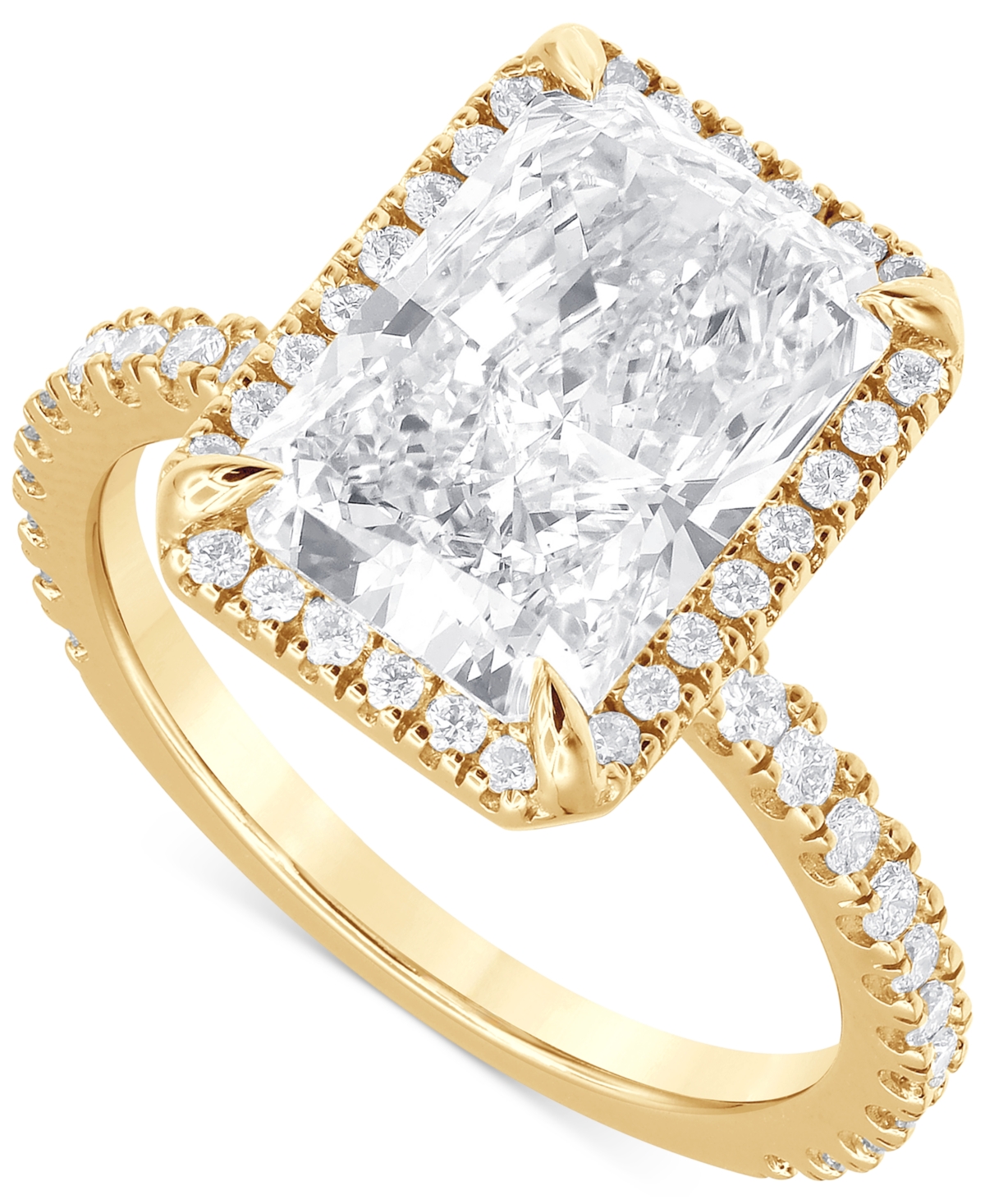 Badgley Mischka Certified Lab Grown Diamond Radiant-cut Halo Engagement Ring (4-1/2 Ct. T.w.) In 14k Gold In Yellow Gold