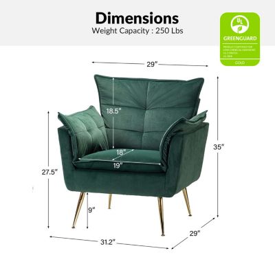 Velvet Accent Chair with Gold Legs