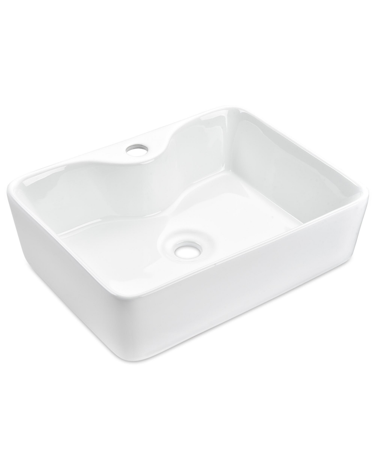Rectangle Bathroom Vessel Sink Above Counter Porcelain Ceramic Basin - Natural