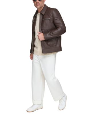 Men's Halen Pebbled Leather Trucker Jacket