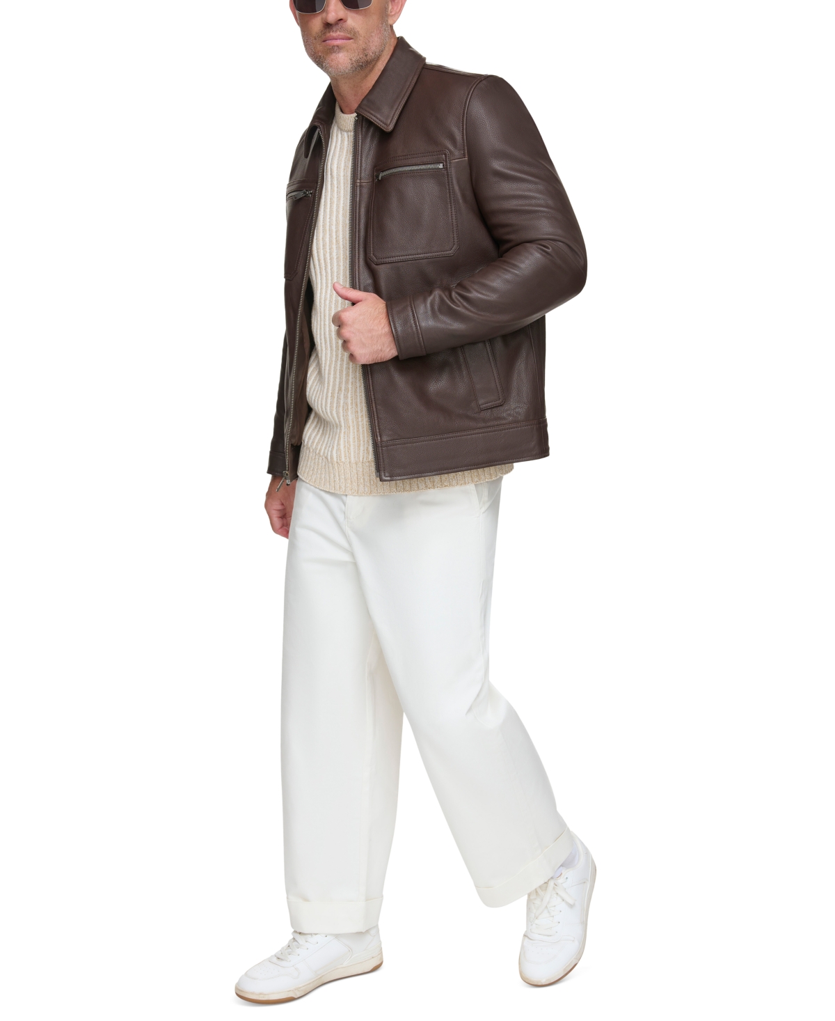 Marc New York Men's Halen Pebbled Leather Trucker Jacket In Chocolate