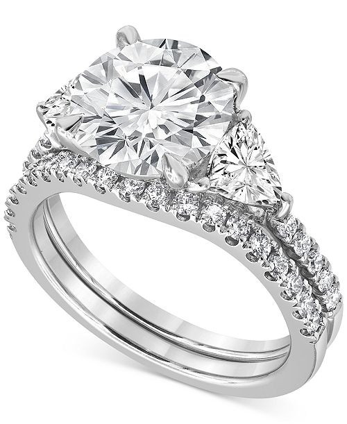 alfani Badgley Mischka Certified Lab Grown Diamond Round Three Stone Bridal Set (4-1/4 ct. t.w.) in 14k Gold Jewelry & Watches