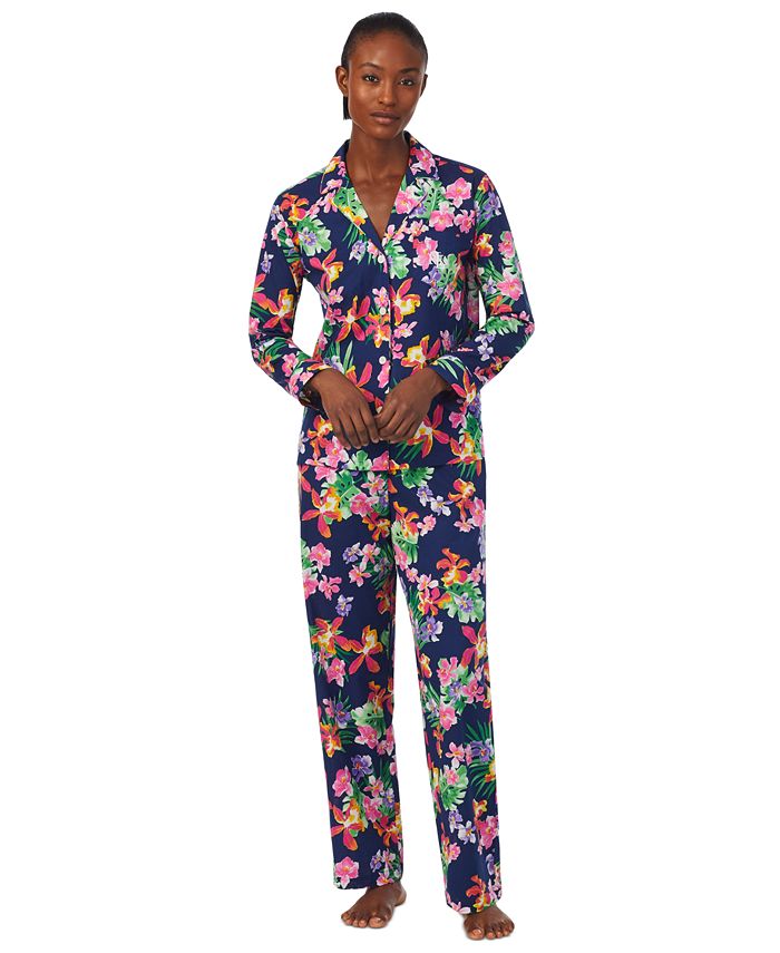 Lauren Ralph Lauren Petite 2-Pc. Notched-Collar Pajamas Set - Macy's