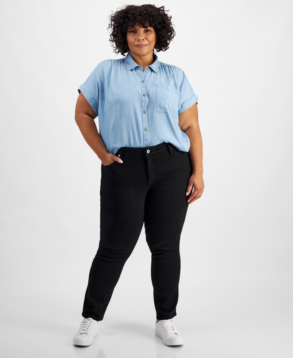 Style & Co Plus Size High-rise Straight-leg Jeans, Exclusively At Macy's In Deep Black
