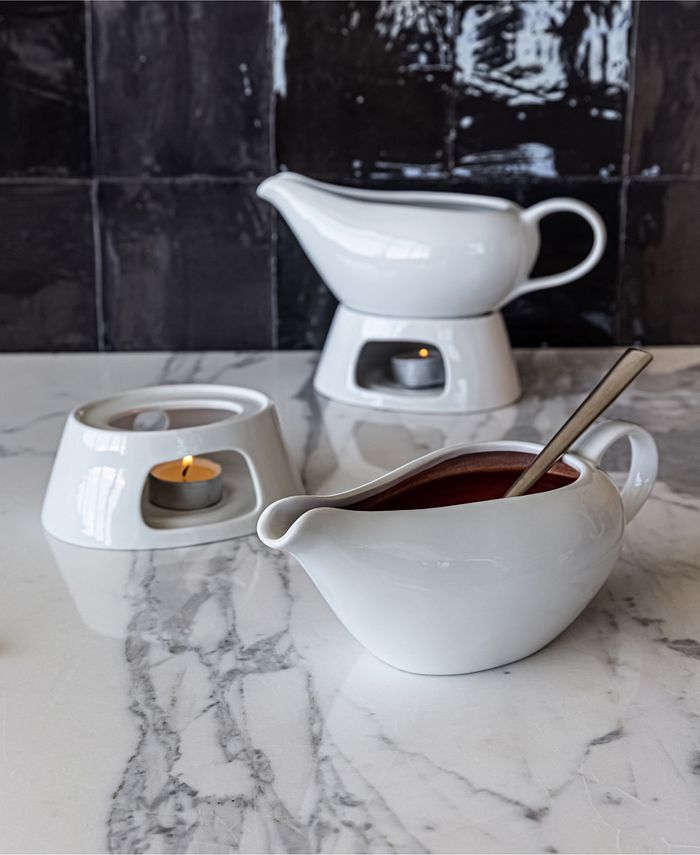 Over and Back Gravy Boat and Warmer Stand, Set of 2 Macy's