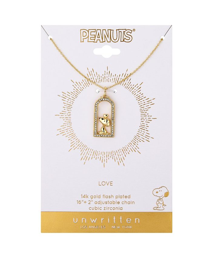 Peanuts Unwritten 14K Gold FlashPlated Cubic Zirconia Snoopy Pendant Necklace Macy's