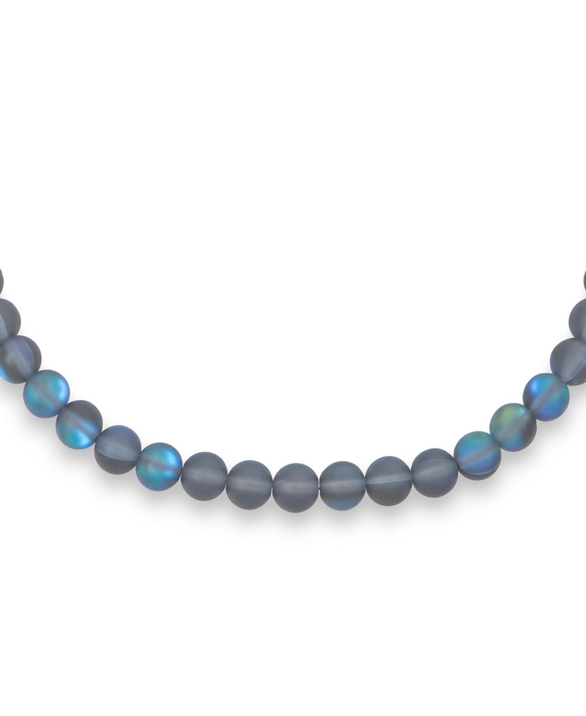 Bling Jewelry Plain Simple Changing Transcalent Created Synthetic Moonstone Round 10MM Bead Strand Necklace For Women Silver Plated Clasp - Created bl