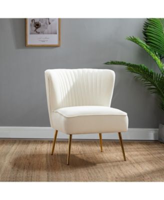 Velvet Accent Chair with Gold Metal Legs for Bedroom Guest Room Vanity