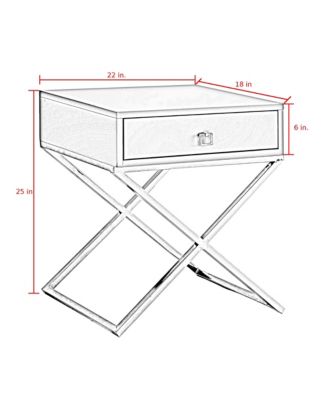 Laila MDF Lacquer-Finish X-Metal Leg Side Table