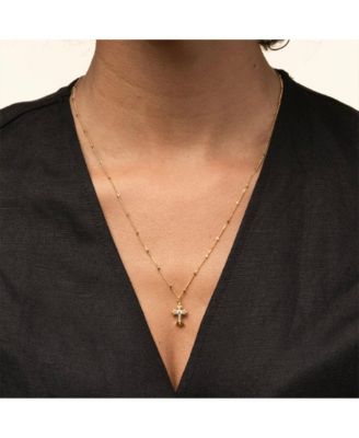 Sterling Silver 18k Gold Plated Isla Cross Necklace, Faith Jewelry
