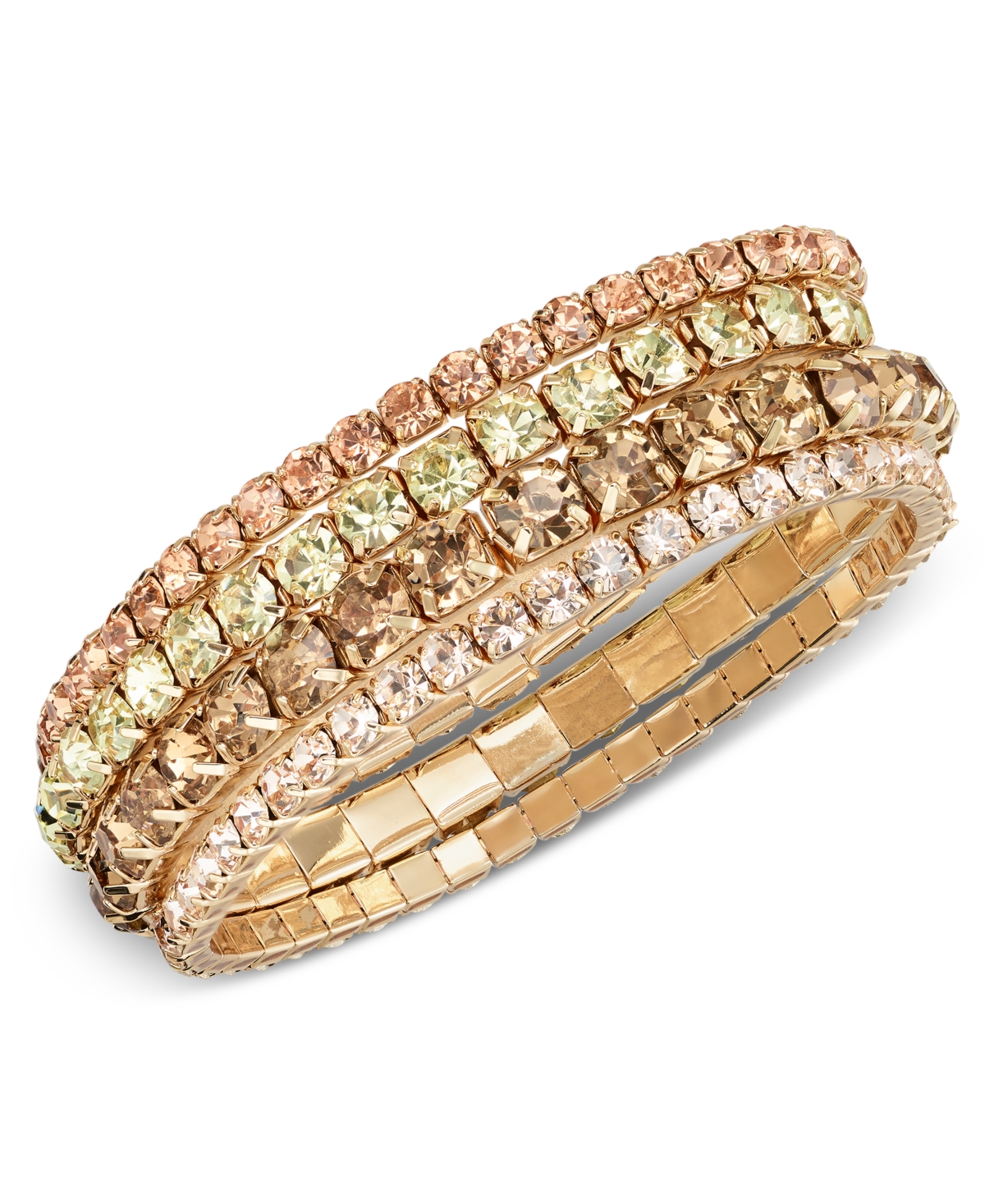 Gold-Tone 4-Pc. Set Color Crystal Stretch Bracelets, Created for Macy's - Neutral
