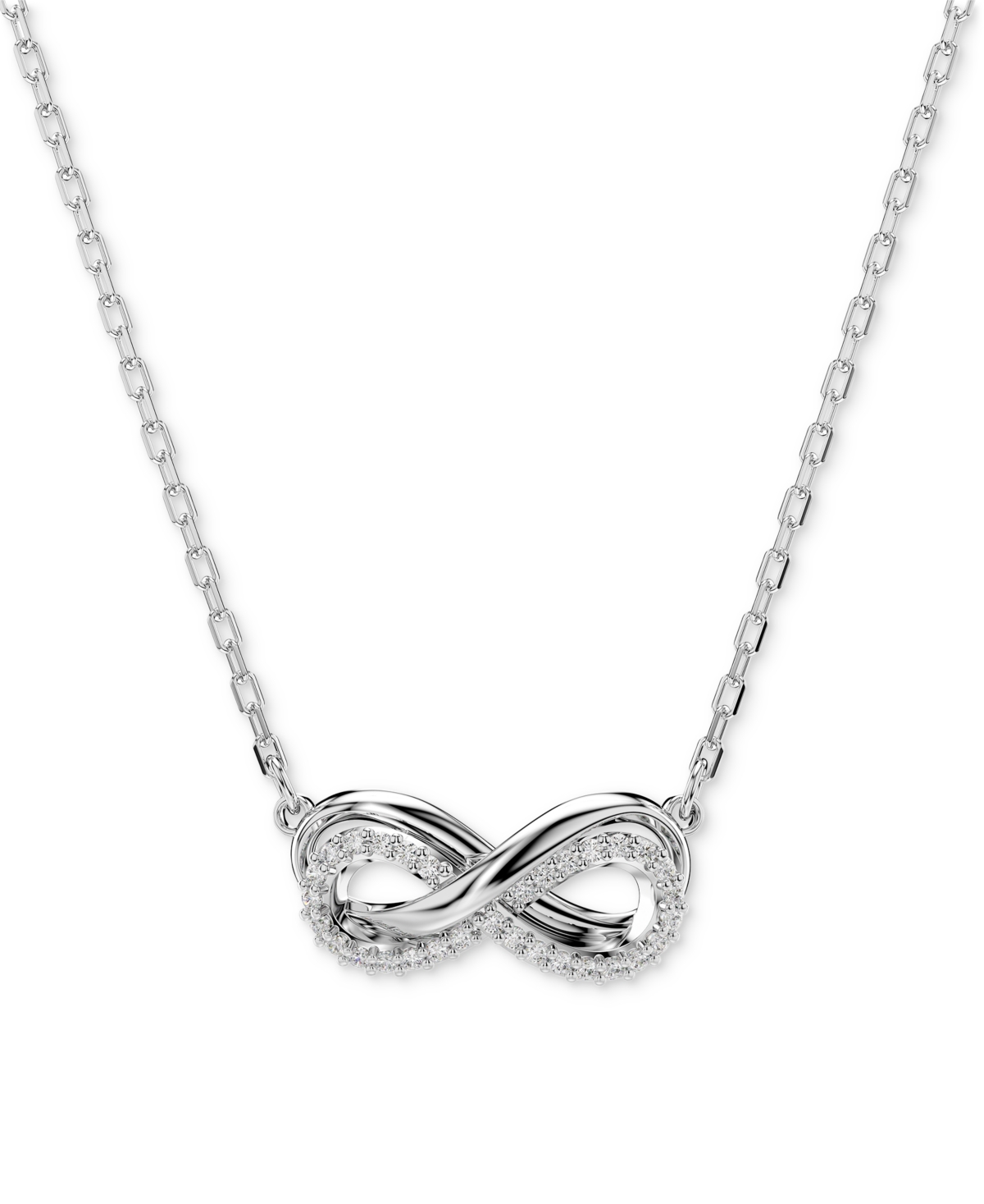Shop Swarovski Hyperbola Infinity Pendant Necklace, 15" + 2-3/4" Extender In Silver