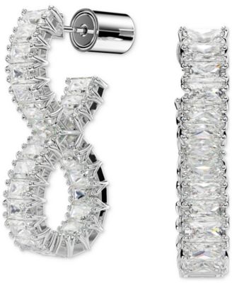 Swarovski - Rhodium-Plated Baguette Crystal Infinity Drop Earrings