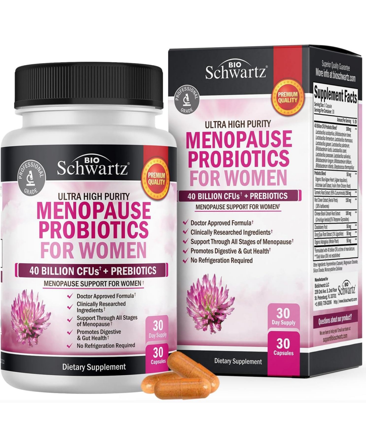 Menopause Support Probiotics - Hot Flashes, Night Sweats, Mood Swings - Menopause Supplements, 30 count