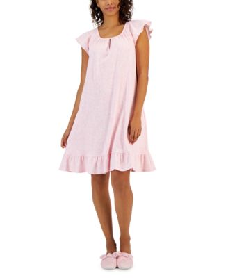 Charter Club - Women's Cotton Printed Flutter-Sleeve Chemise