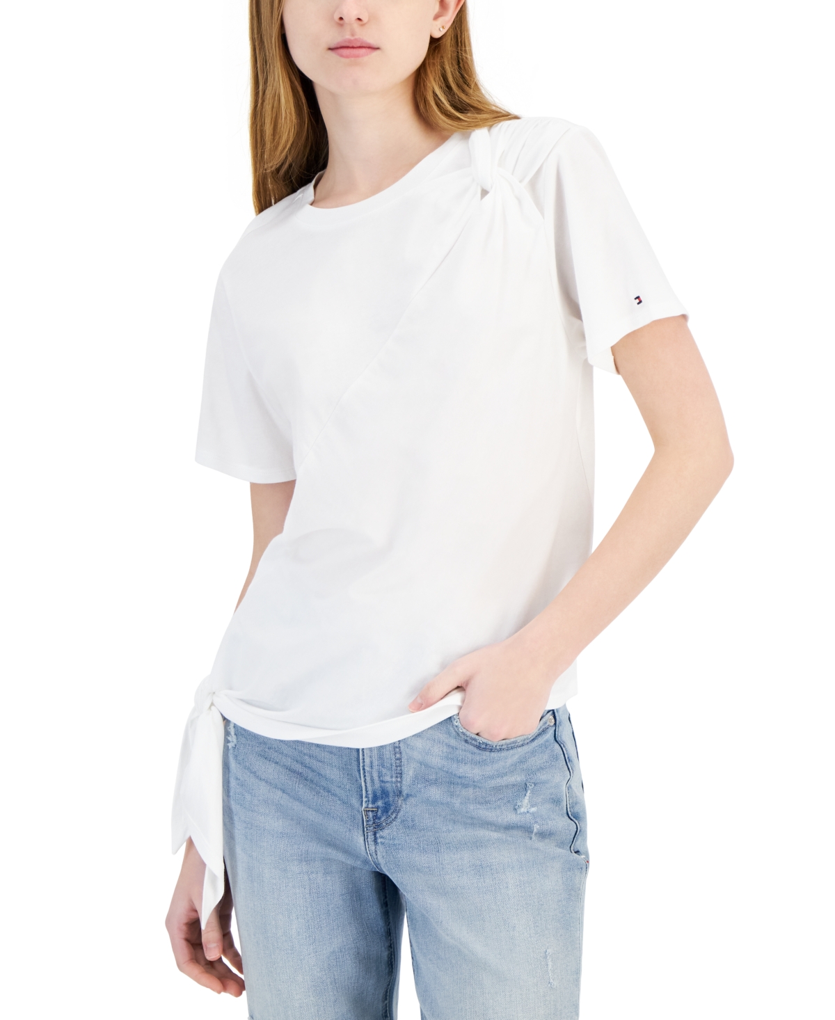 Women's Side-Tie Short-Sleeve Top - White