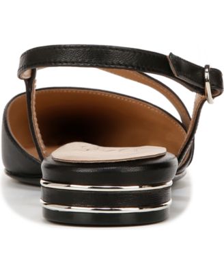 Closed Pointed Toe Leather Slingback Flats