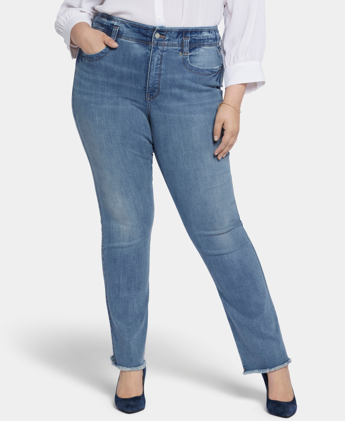 Nydj Marilyn Release Hem High Waist Straight Leg Jeans In Paddington
