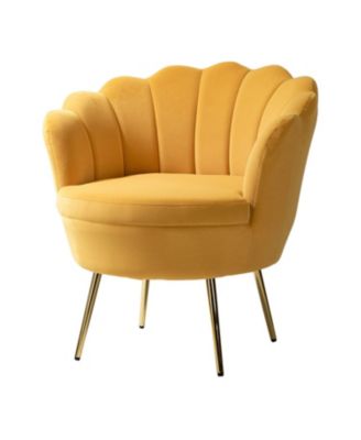 Modern Velvet Barrel Chair with Channel Tufted Back