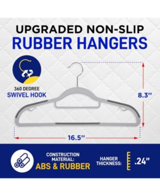 Bakken- Swiss Lifemaster Durable Non-Slip Clothes Hangers - Premium Set of 30 Sturdy Gray Plastic with Smooth 360° Swivel Hooks & Built-In Accessories Hang Coats Jackets and Expensive Garments Stress Free Hanging