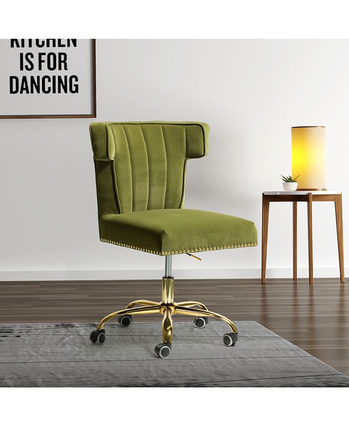 Hulala Home Velvet Office Chair with Wingback and Decorative Nailhead