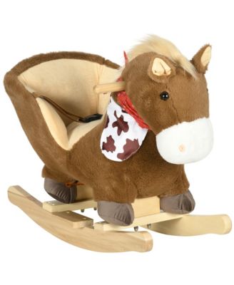 Baby Rocking Horse, Plush Animal Rocker w/ Realistic Sound, Pedals