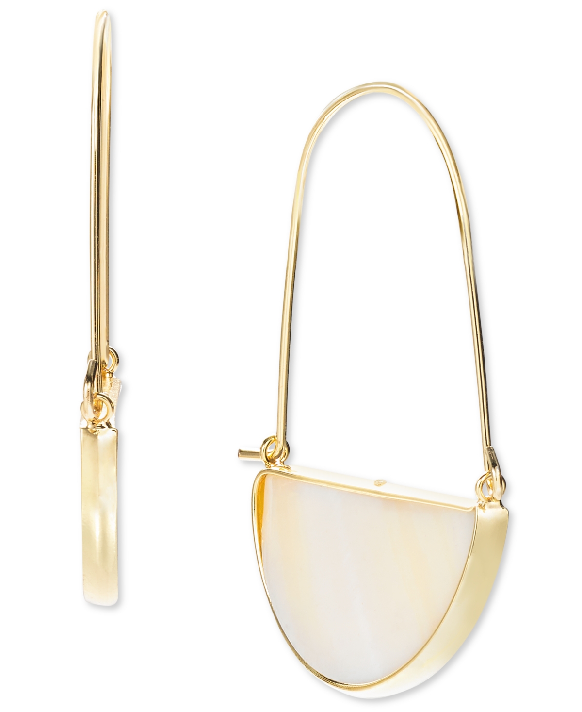Gold-Tone Half Circle Stone Earrings, Created for Macy's - White
