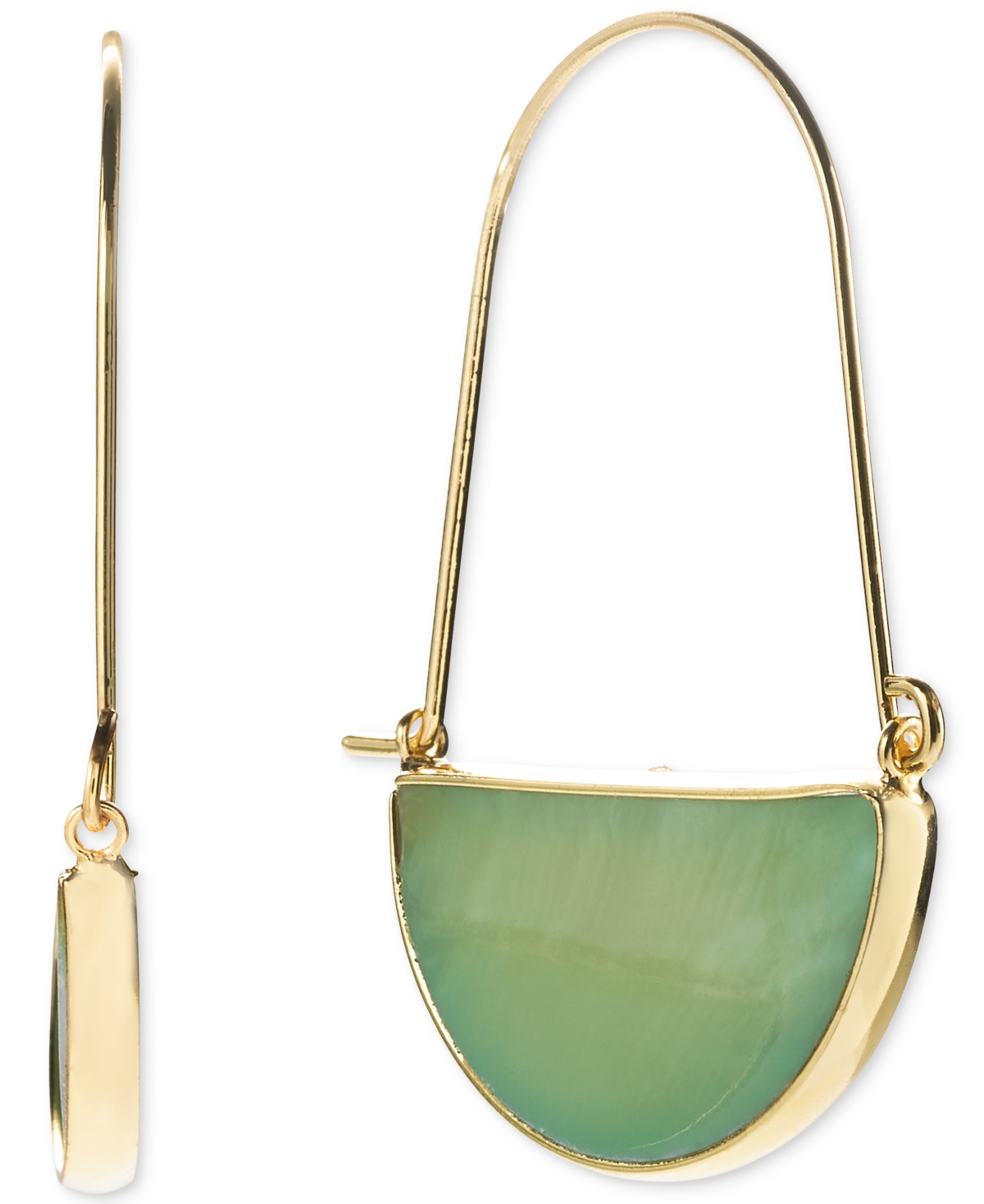 Shop Style & Co Gold-tone Half Circle Stone Earrings, Created For Macy's In Green