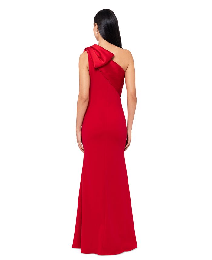 Betsy & Adam Women's Bow-Trimmed One-Shoulder Gown - Macy's