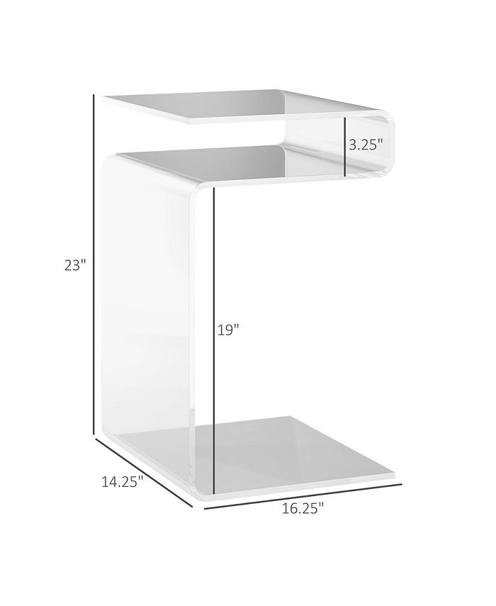 Clear Acrylic Side Table 2Tier SShaped End Table for Living