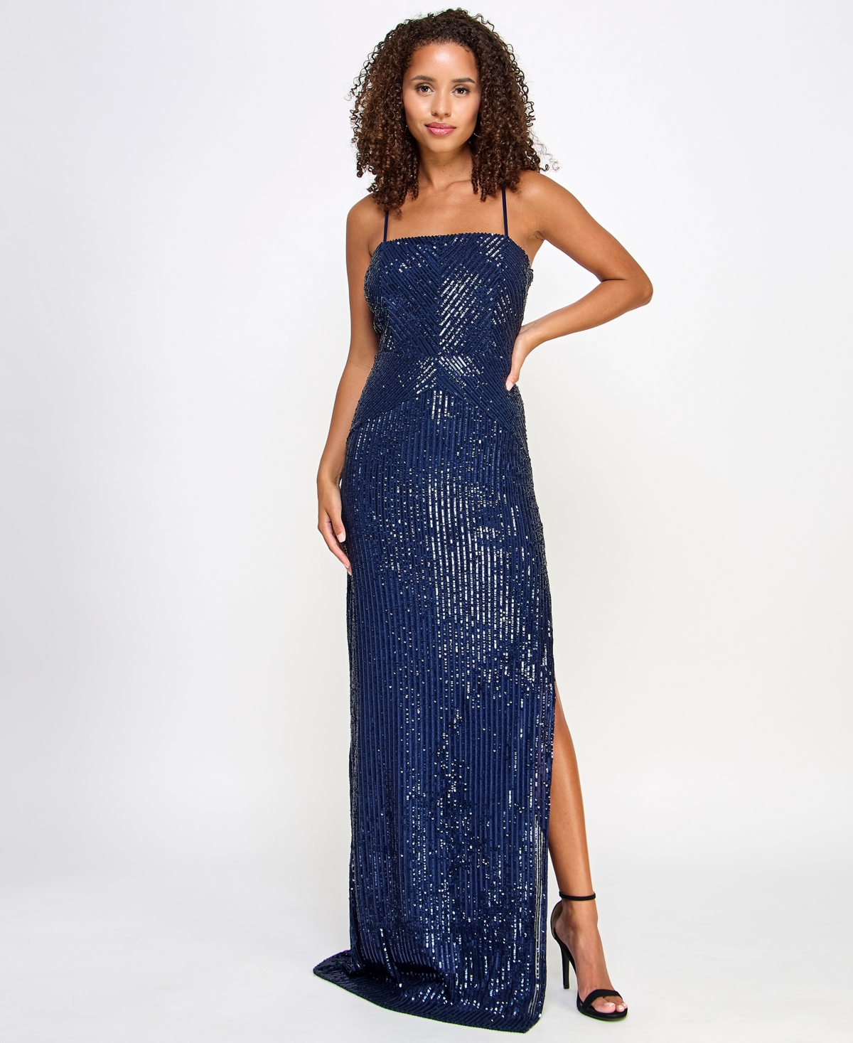 Juniors' Sequined Gown, Created for Macy's - Navy
