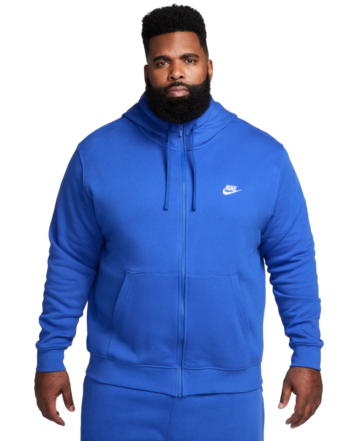 Shop Nike Men's Sportswear Club Fleece Full-zip Hoodie In Game Royal,game Royal,white