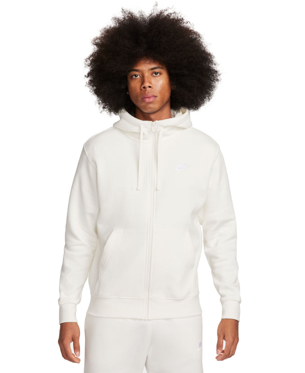 Shop Nike Men's Sportswear Club Fleece Full-zip Hoodie In Sail,sail,white