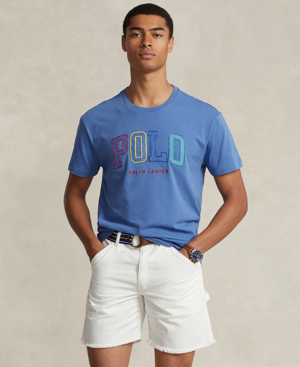 Shop Polo Ralph Lauren Men's Embroidered Logo T-shirt In Nimes Blue