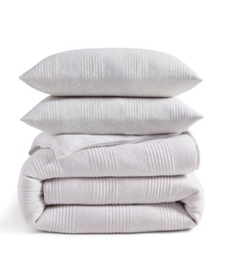 Pure Ribbed Jersey 3-Pc. Duvet Cover Set, Full/Queen