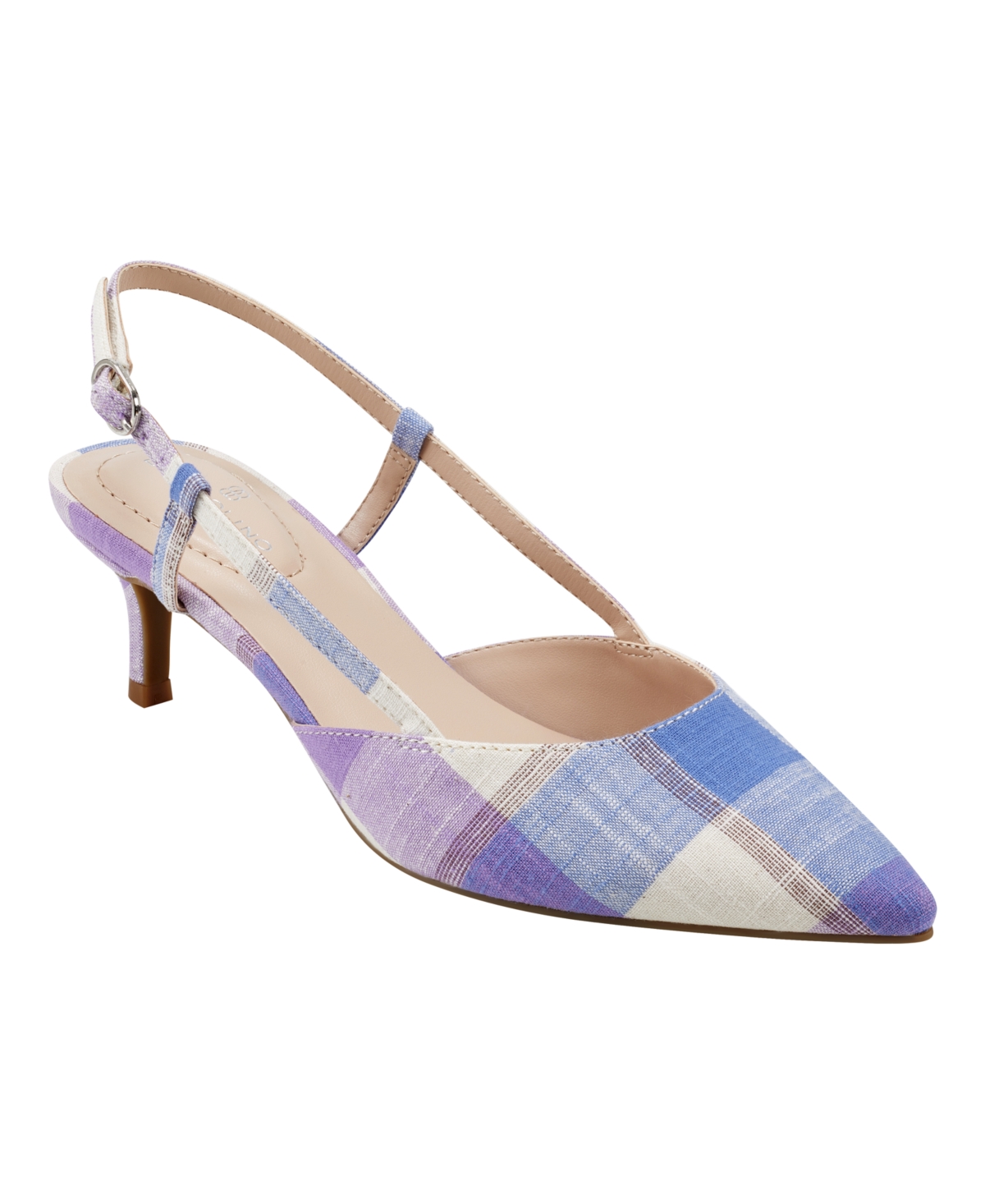 Bandolino Women's Movito Slingback Kitten Heel Pumps In Purple Plaid