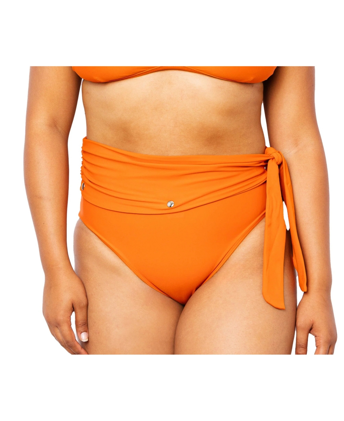 Women's Lydia Belted Bikini Bottom - Burnt orange