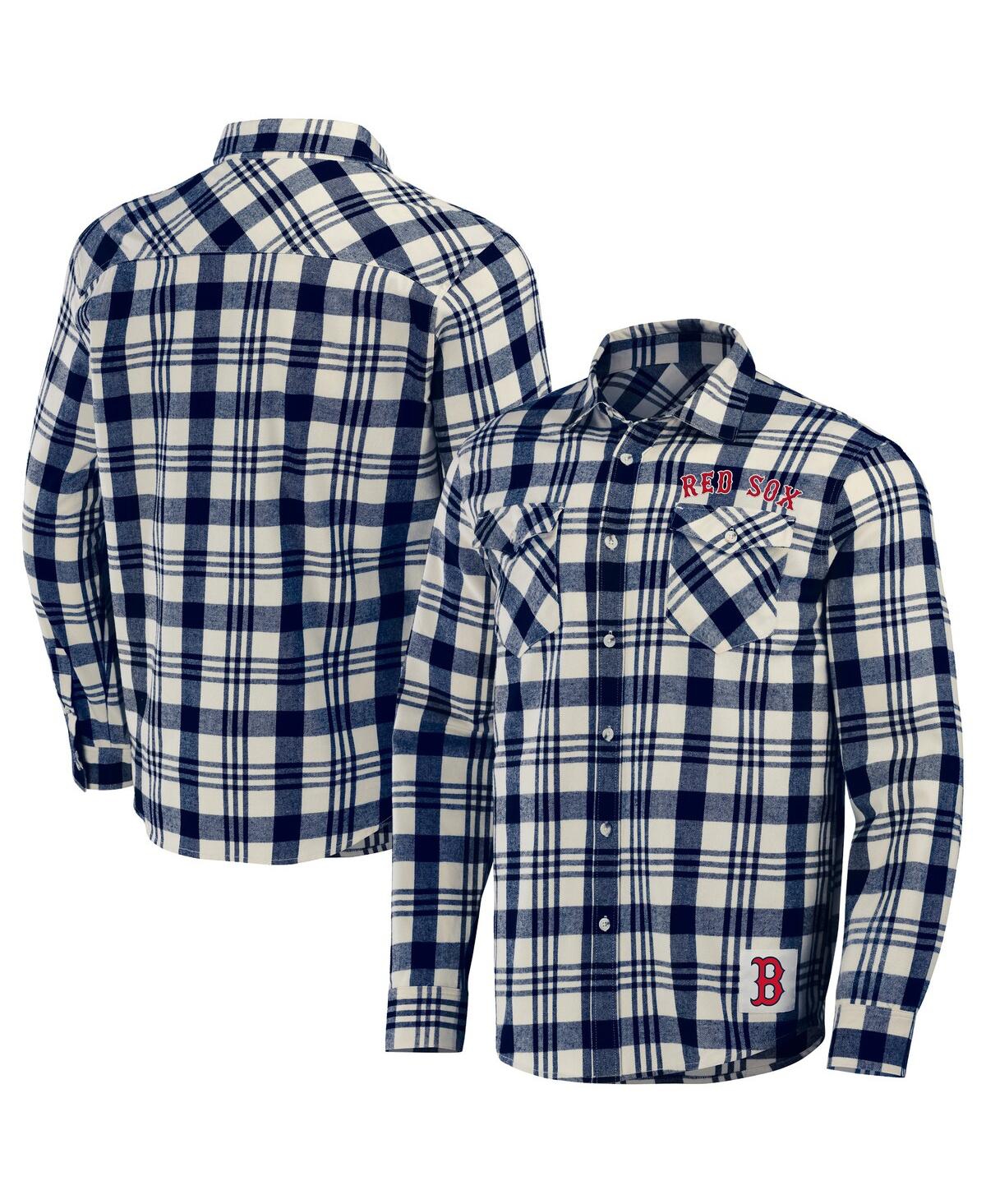 Fanatics Men's Darius Rucker Collection By  Navy Boston Red Sox Plaid Flannel Button-up Shirt