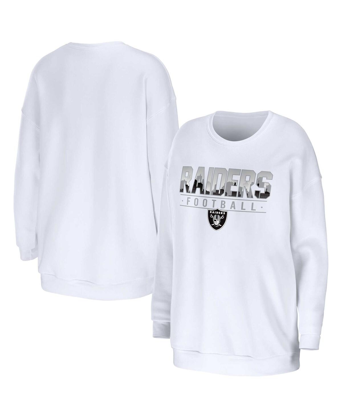 Shop Wear By Erin Andrews Women's  White Las Vegas Raiders Domestic Pullover Sweatshirt
