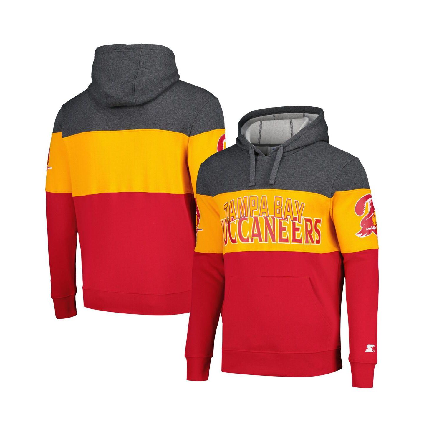 Мужское худи Starter Red, Orange Distressed Tampa Bay Buccaneers Extreme Pullover — фото 1