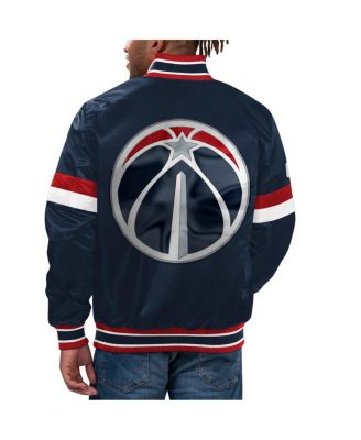 Men's Navy Washington Wizards Home Game Satin Full-Snap Varsity Jacket