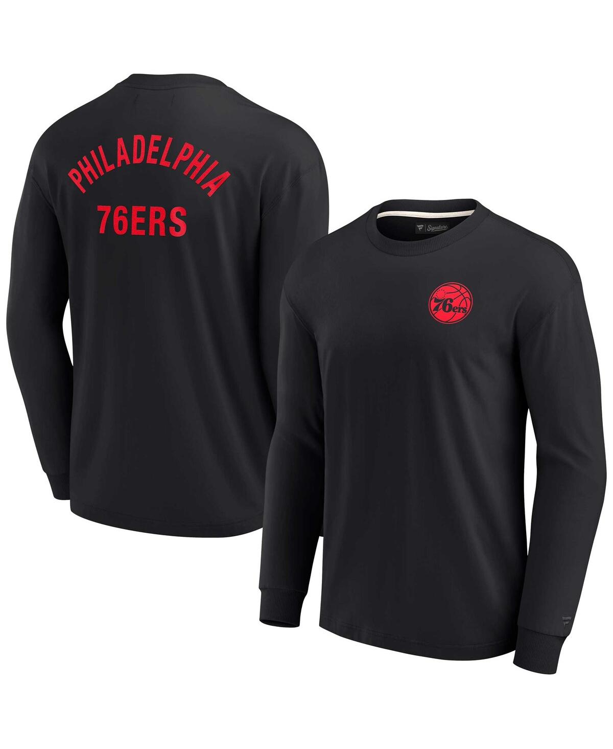Shop Fanatics Signature Men's And Women's  Black Philadelphia 76ers Super Soft Long Sleeve T-shirt