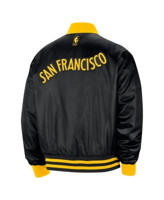 Men's Black Golden State Warriors 2023/24 City Edition Courtside Premier Full-Snap Bomber Jacket