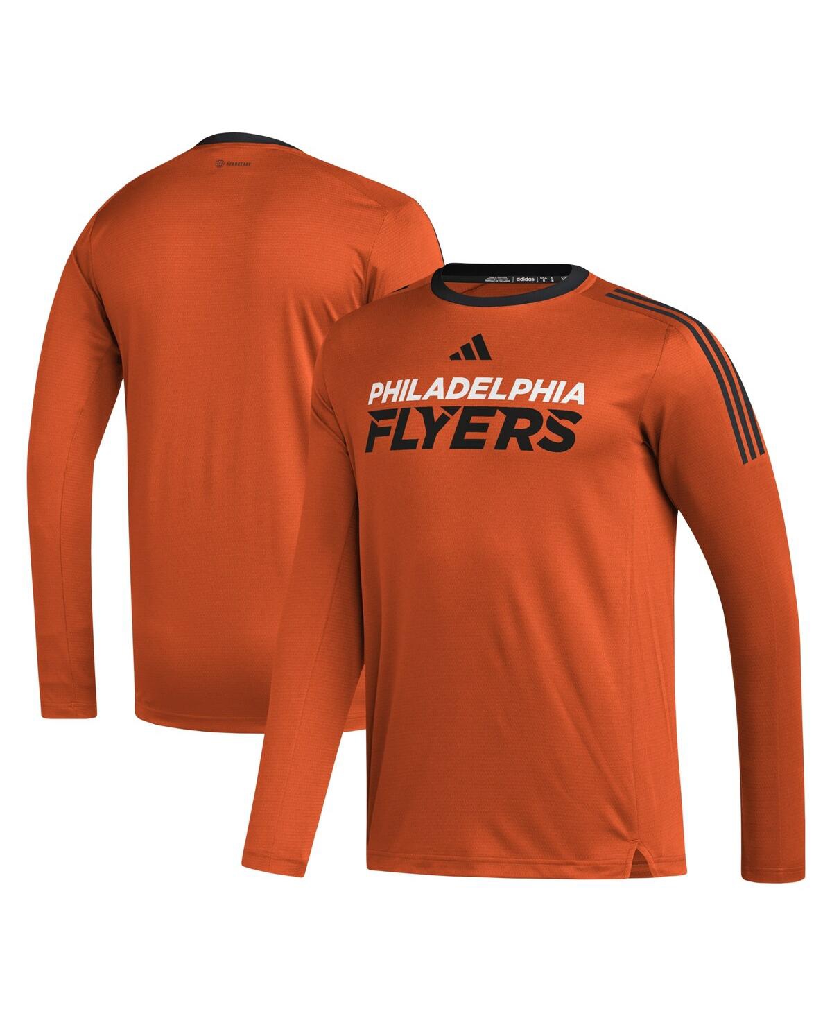 Shop Adidas Originals Men's Adidas Orange Philadelphia Flyers Aeroready Long Sleeve T-shirt