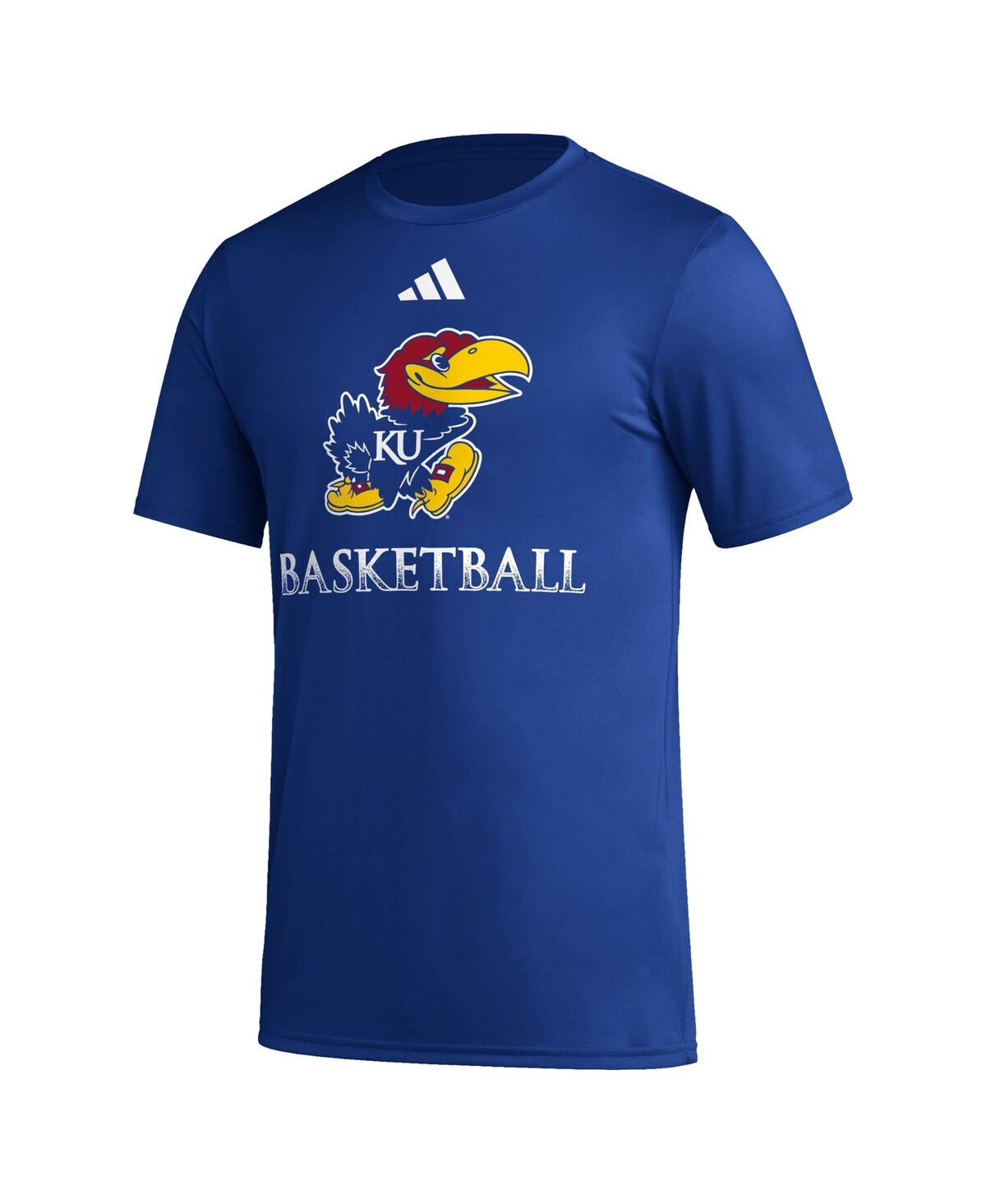 Shop Adidas Originals Men's Adidas Royal Kansas Jayhawks Fadeaway Basketball Pregame Aeroready T-shirt