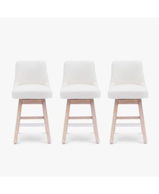26" Upholstered Swivel Counter Height Bar Stools (Set of 3)