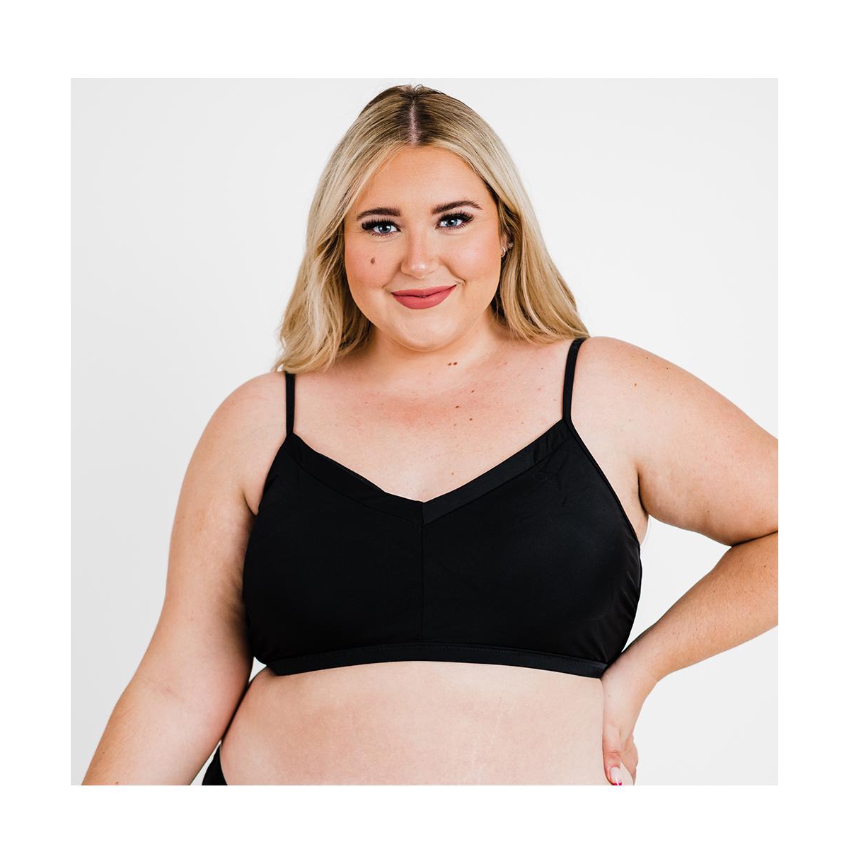 Plus Size Adjustable Strap Swim Bra - Dark jade blooms